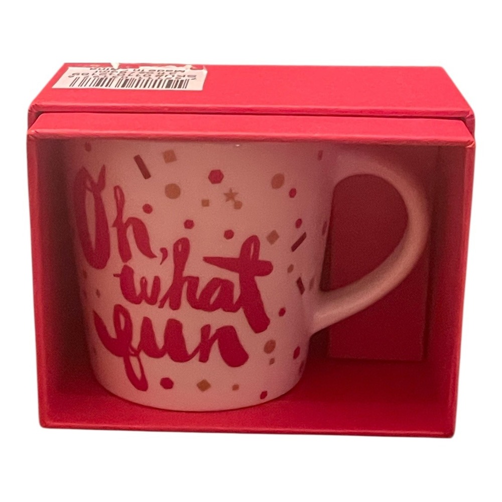 Starbucks Oh What Fun White 3 oz Mug Confetti Dots Christmas Holiday Gift Box